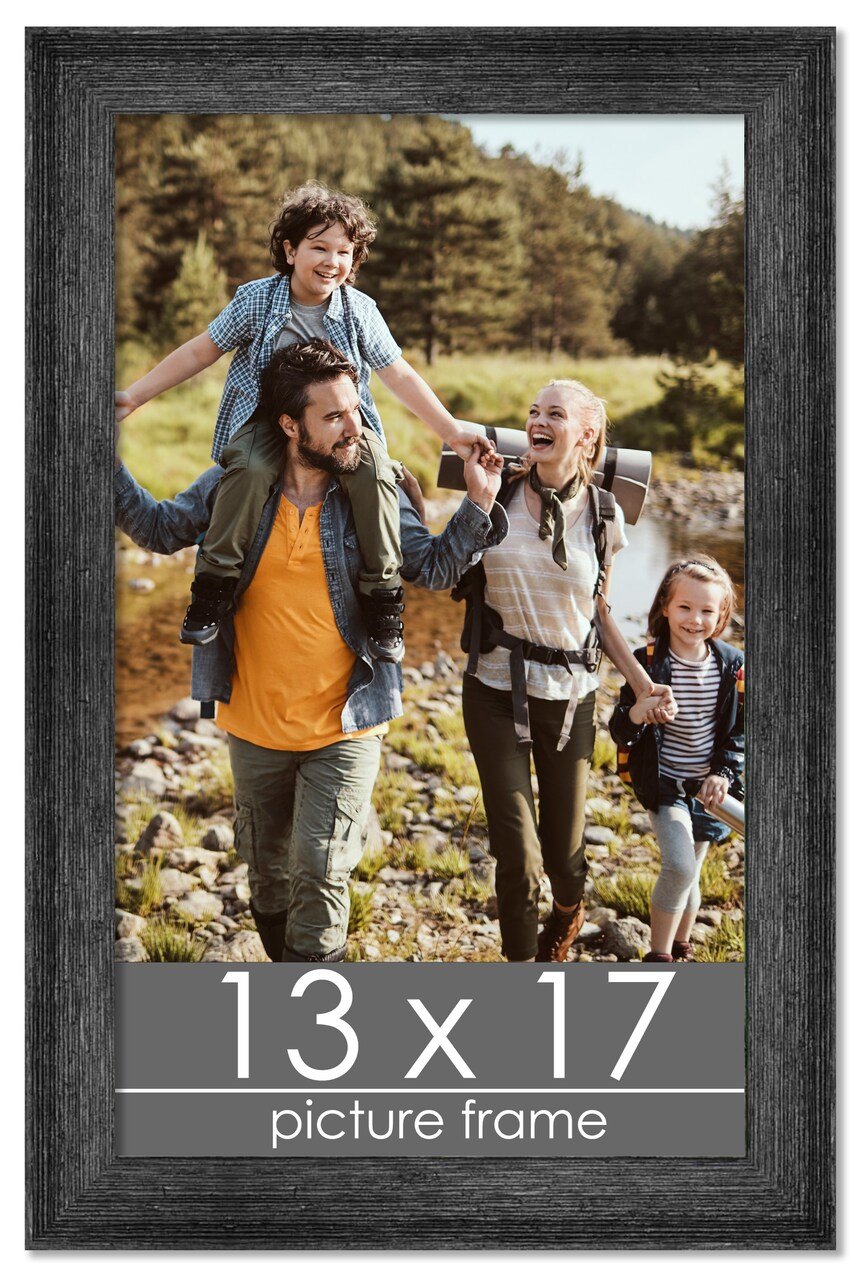 13x17 Wide Barnwood Picture Frame with UV-Resistant Acrylic & Acid Free Backing, Available in 6 Paint Finishes - Grey, Brown, White, and Black